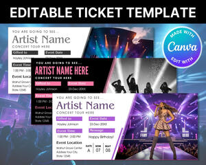 DIY Concert Ticket Template | Editable Printable Event Ticket for Birthdays & Anniversaries